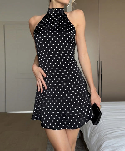 Polka Dot Halter Mini Dress | MzStar Fashion