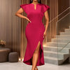 Ruffle Trim V-Neck Midi Dress | MzStar Fashion | view 8