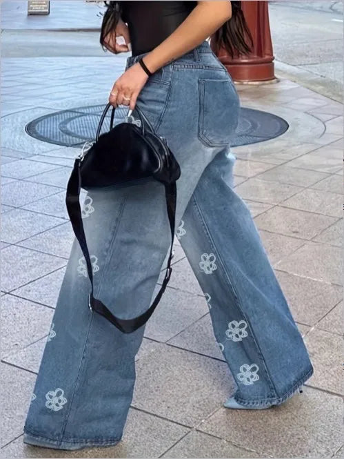 Floral Pocket Straight Jeans | MzStar Fashion | view 3
