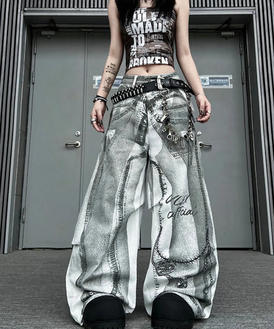 Tie-Dye Print Wide-Leg Jeans | MzStar Fashion