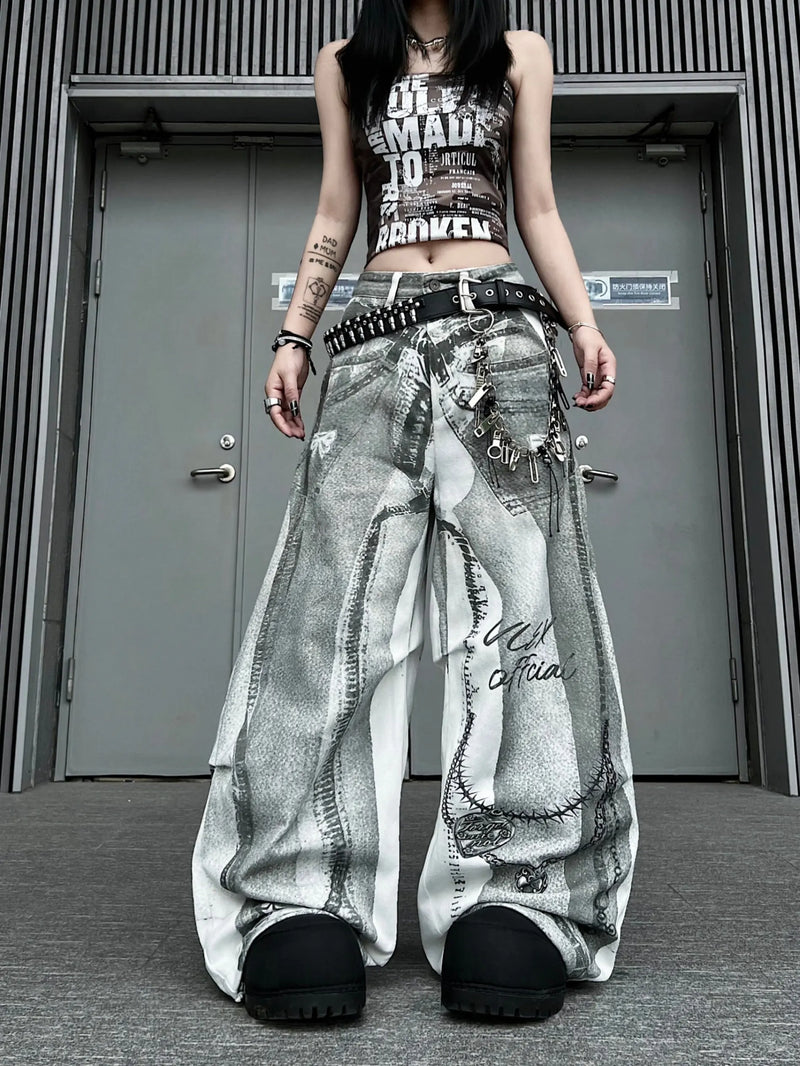 Tie-Dye Print Wide-Leg Jeans | MzStar Fashion