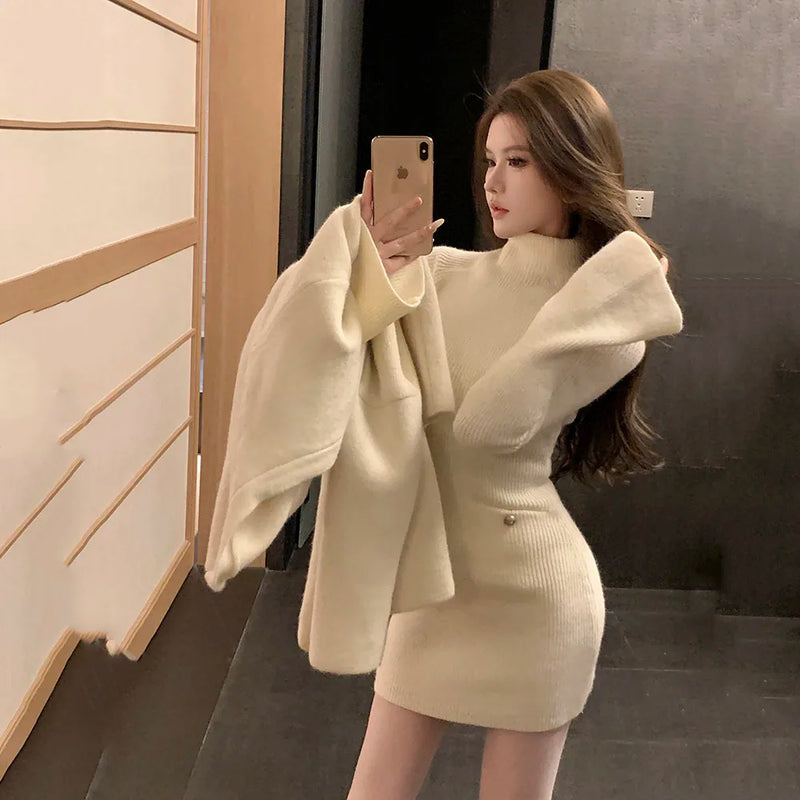 Flare Sleeve Sweater Mini Dress | MzStar Fashion | view 3