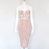Contrast Lace Bandage Midi Dress | MzStar Fashion | view 3
