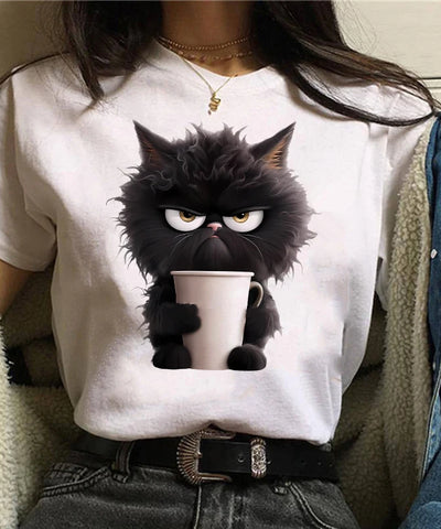 Funny Cat Print Tee | MzStar Fashion