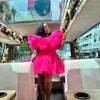 Hot Pink Ruffle Organza Mini Dress | MzStar Fashion | view 3