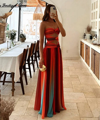 Tie-Dye Cut-Out Maxi Dress