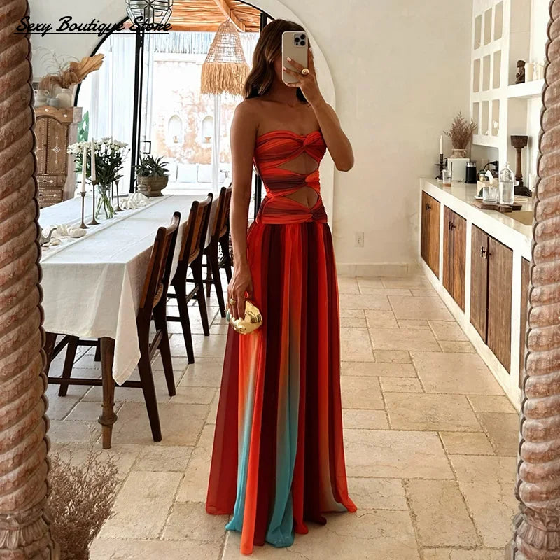 Tie-Dye Cut-Out Maxi Dress | MzStar Fashion | view 2