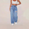 Washed Ripped Straight Jeans | MzStar Fashion