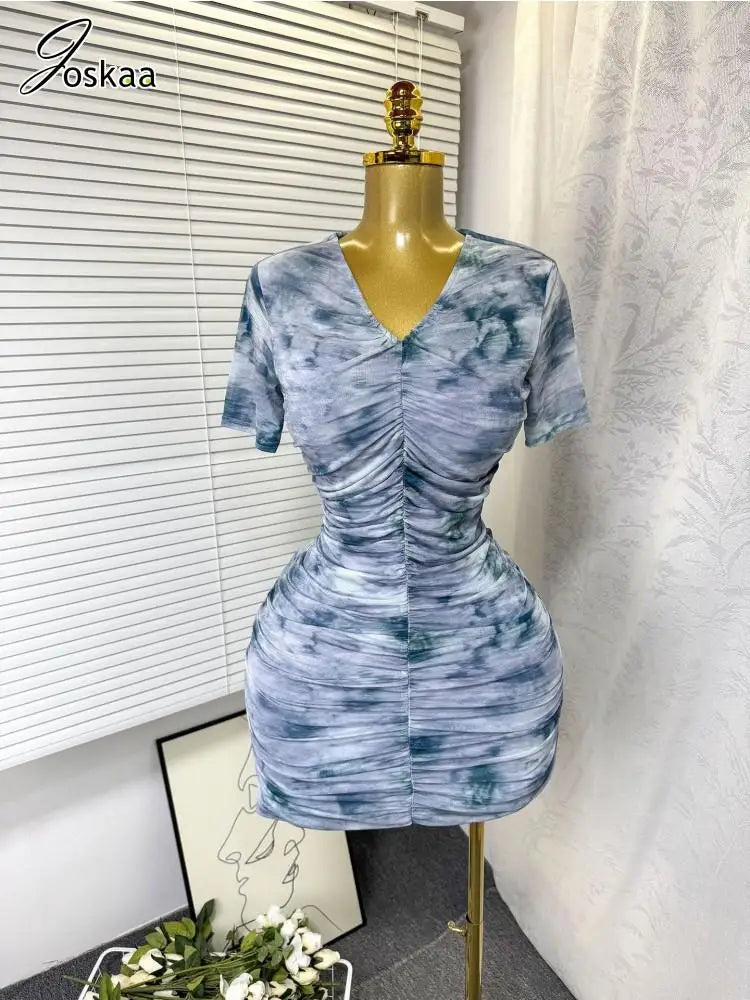 Tie-Dye Mesh Pleated Dress | MzStar Fashion | view 4