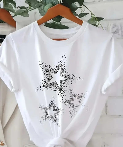 Star Print Black Tee | MzStar Fashion
