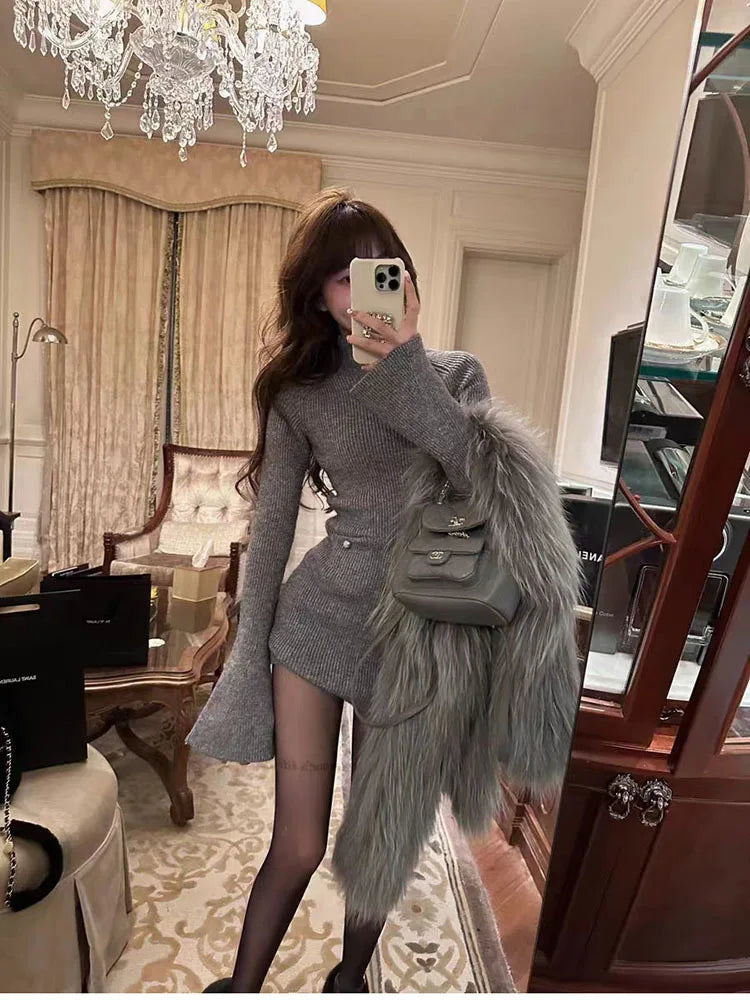 Flare Sleeve Sweater Mini Dress | MzStar Fashion | view 7