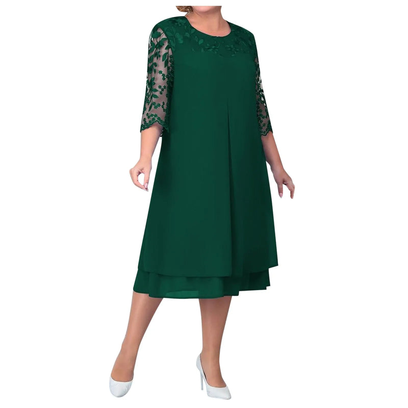 Plus-Size Lace Chiffon Dress | MzStar Fashion | view 4