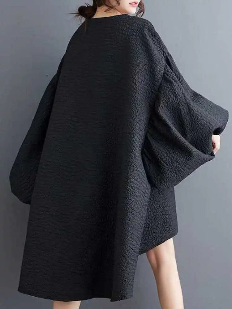 Asymmetric Hem Black Dress | MzStar Fashion | view 4