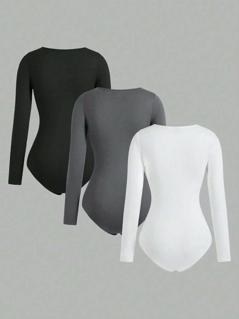 Square-Neck Bodysuit 3-Pack | MzStar Fashion | view 2