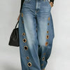 Gold Eyelet Wide-Leg Jeans | MzStar Fashion | view 3