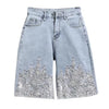 Sequin Splice Denim Shorts | MzStar Fashion | view 6
