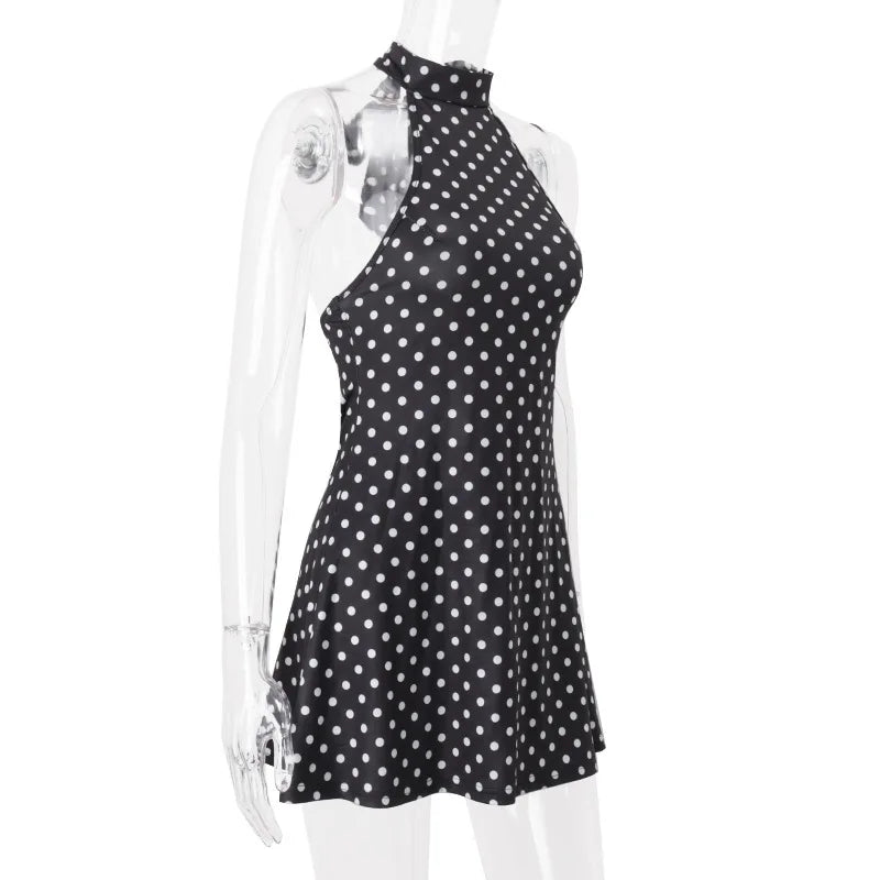 Polka Dot Backless Halter Dress | MzStar Fashion | view 6