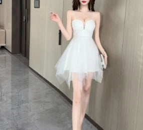 Mesh Strap A-Line Party Dress | MzStar Fashion | view 5