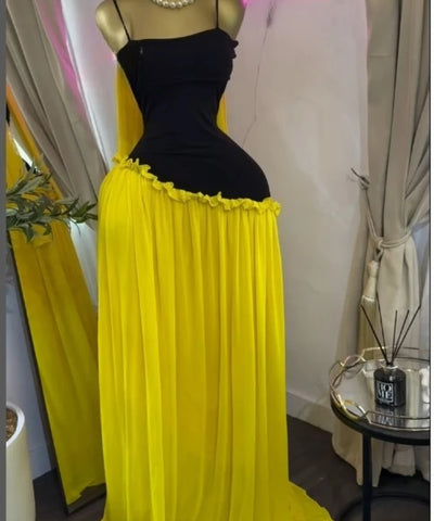Ruffle Strap A-Line Maxi Dress | MzStar Fashion
