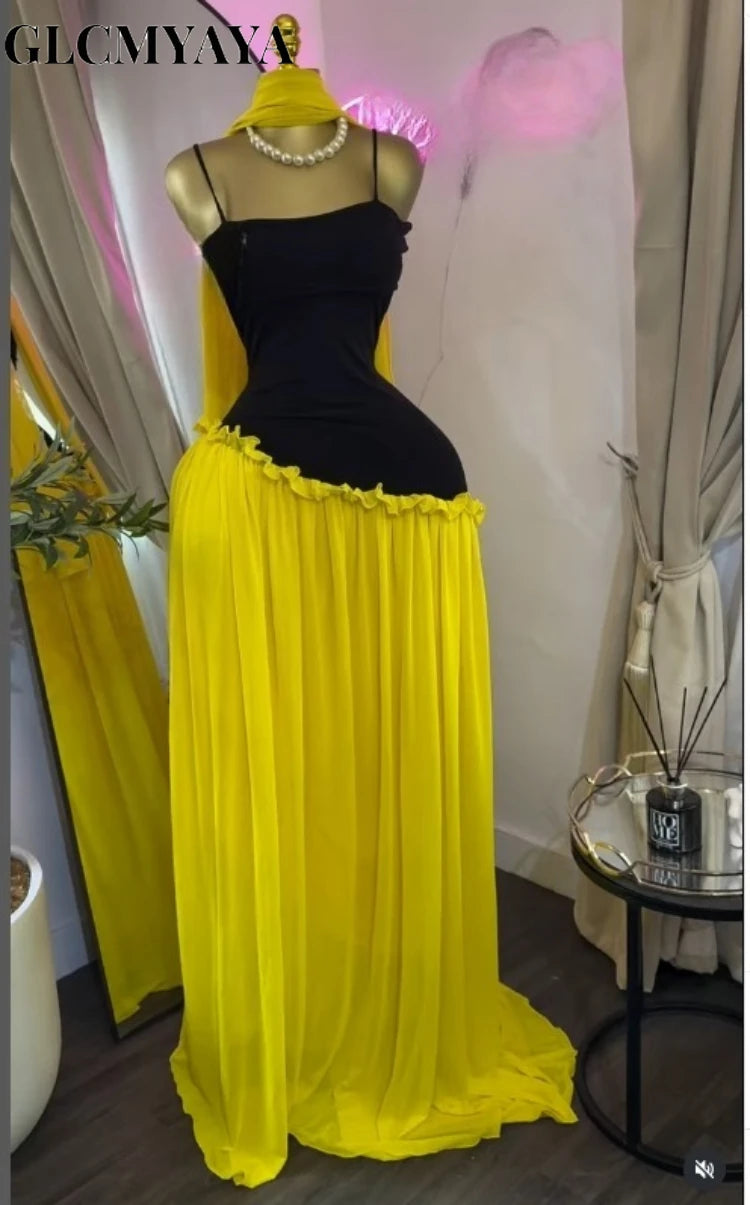 Ruffle Strap A-Line Maxi Dress | MzStar Fashion
