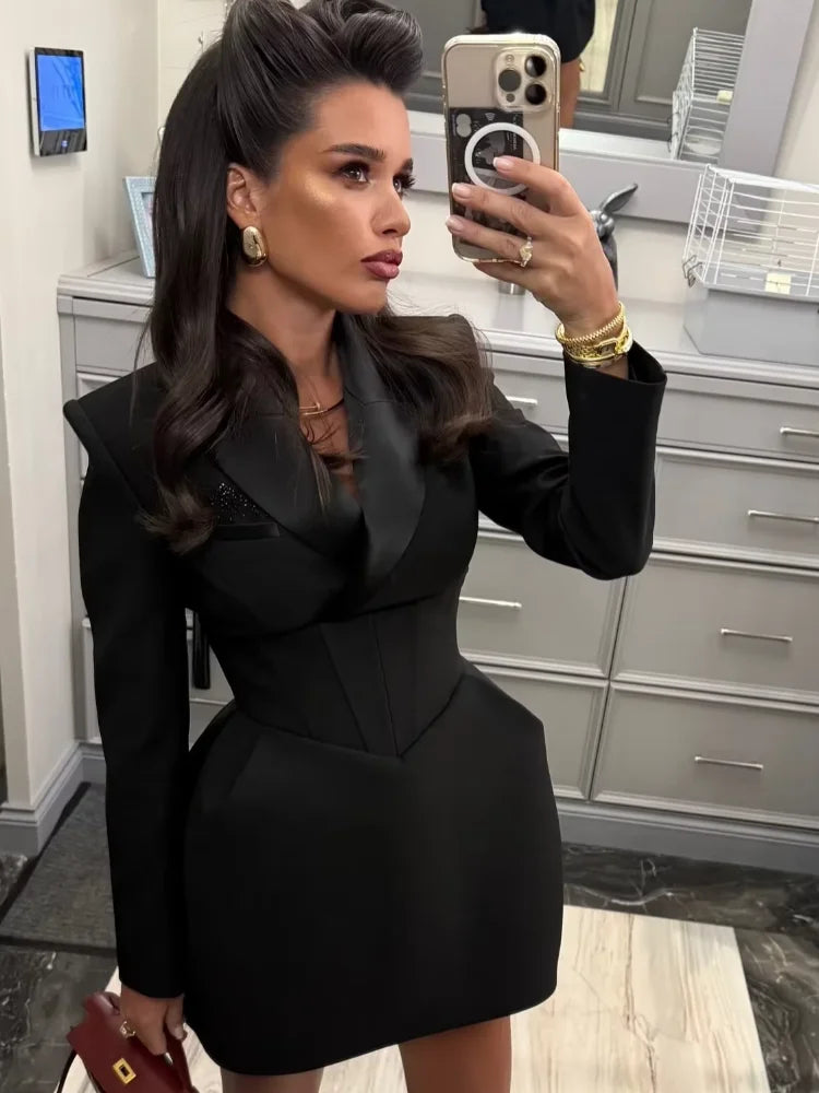 Power-Shoulder A-Line Dress | MzStar Fashion | view 4