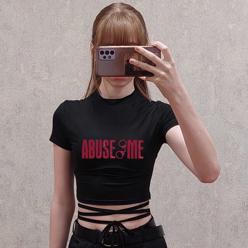 Black Bandage Crop Tee | MzStar Fashion | view 5