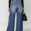 Eyelet Ripped Wide-Leg Jeans | MzStar Fashion | view 3