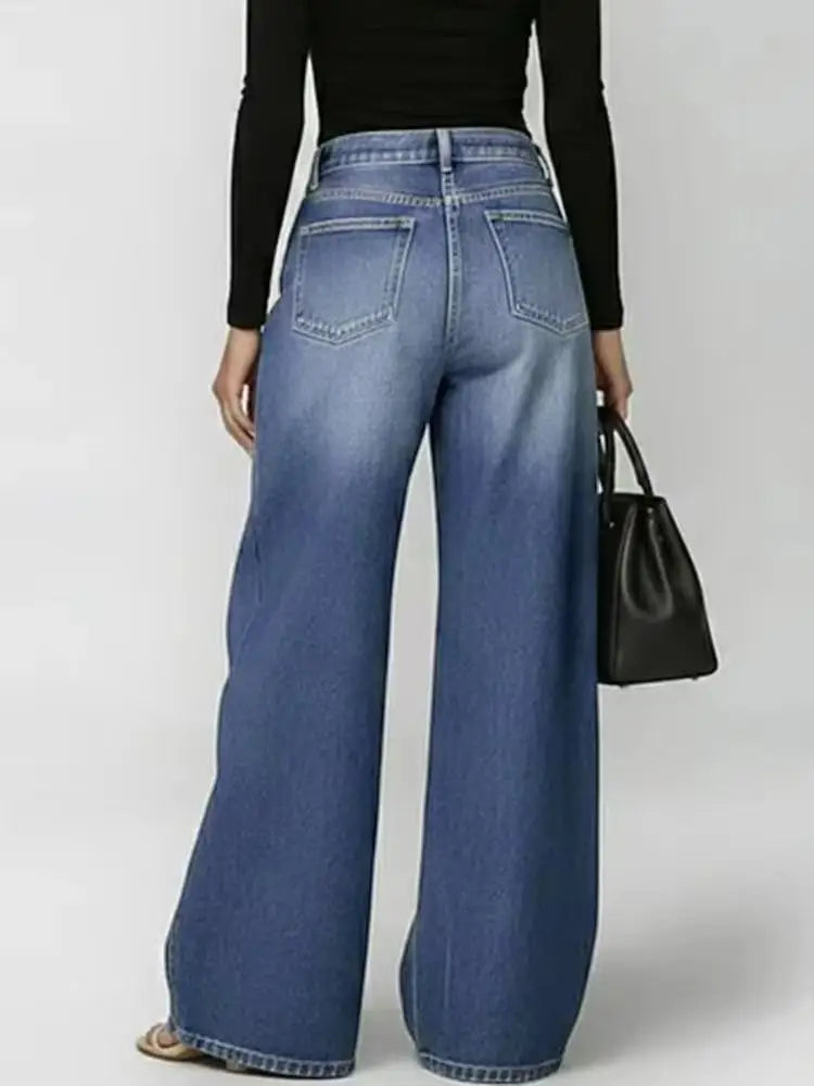 Eyelet Ripped Wide-Leg Jeans | MzStar Fashion | view 3