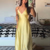 Yellow Satin Bustier Maxi Dress | MzStar Fashion | view 6
