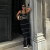 Striped Knit Halter Maxi Dress | MzStar Fashion