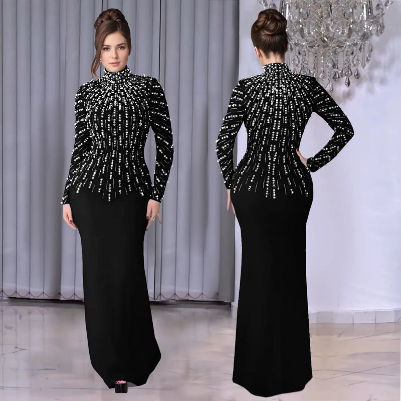 Pearl Beaded Bodycon Evening Dress | MzStar Fashion | view 6