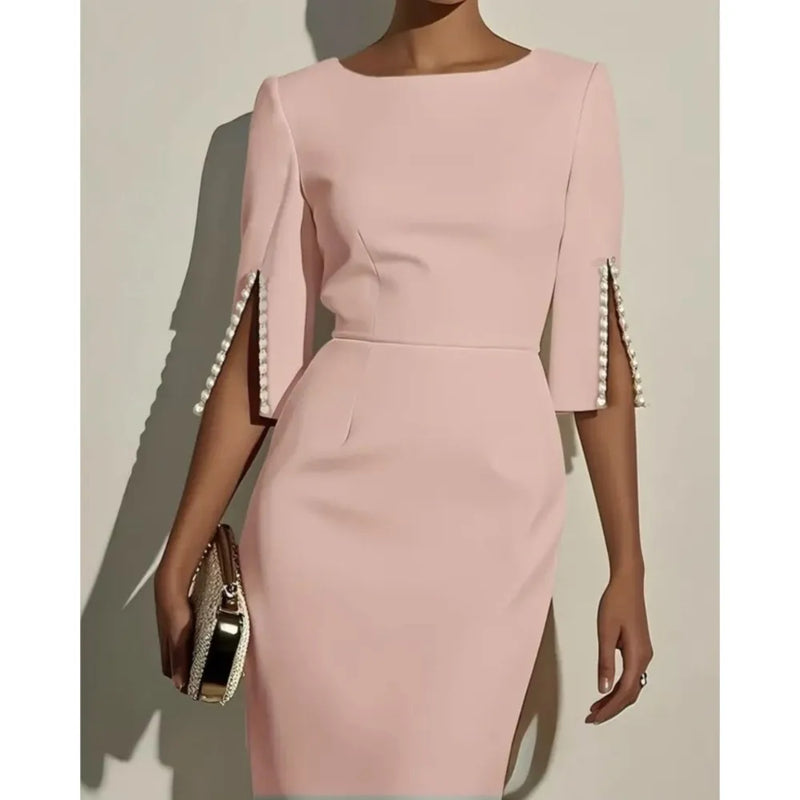 Beaded Half-Sleeve Midi Dress | MzStar Fashion | view 6