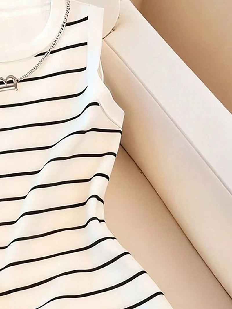 Striped Round-Neck Tank Dress | MzStar Fashion | view 3