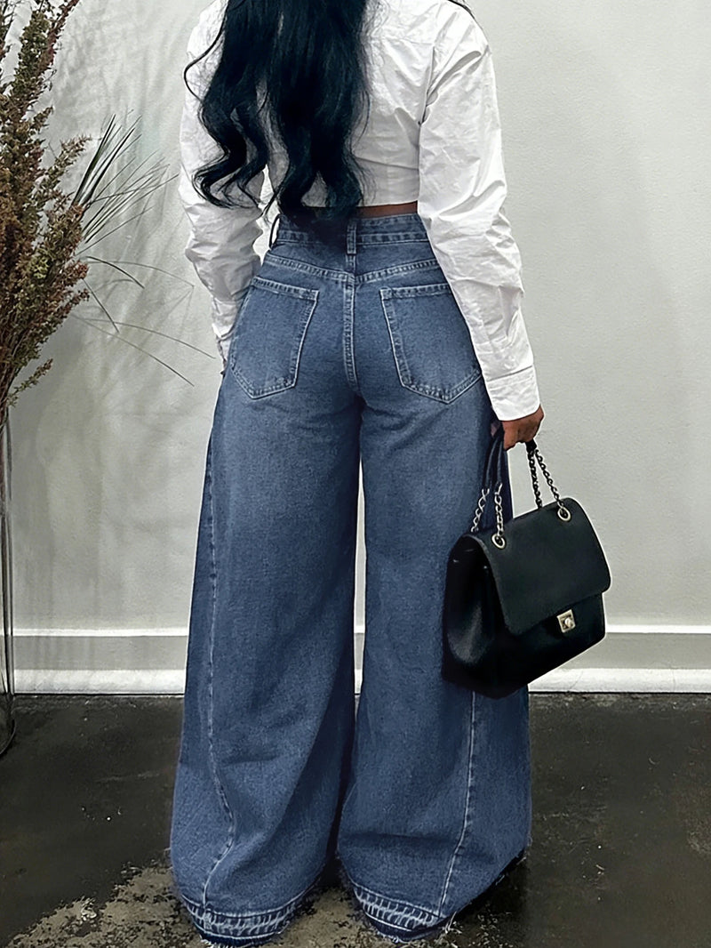 Y2K Flared Wide-Leg Jeans | MzStar Fashion | view 8