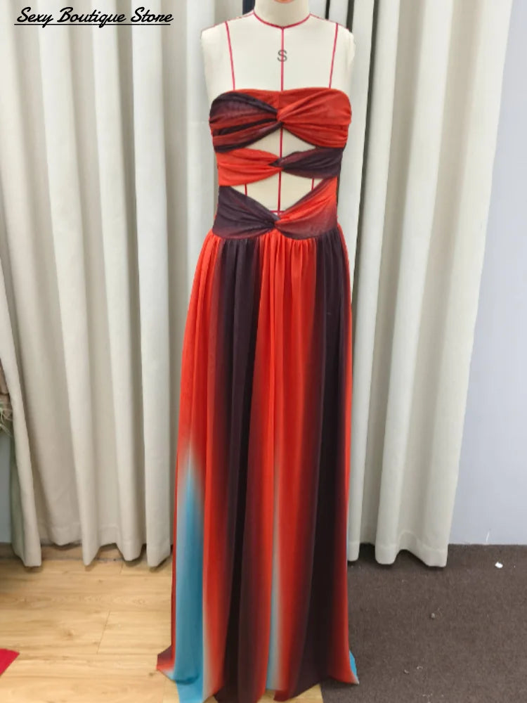 Tie-Dye Cut-Out Maxi Dress | MzStar Fashion | view 5