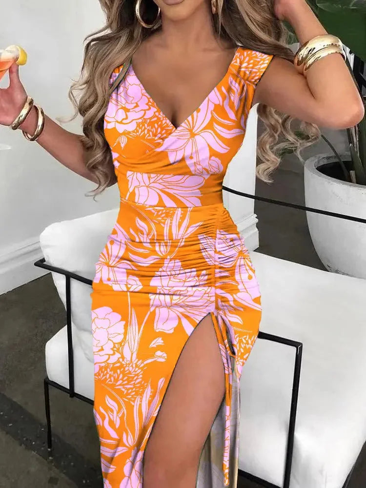 High-Slit Slim Midi Dress | MzStar Fashion | view 6