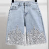 Sequin Splice Denim Shorts | MzStar Fashion