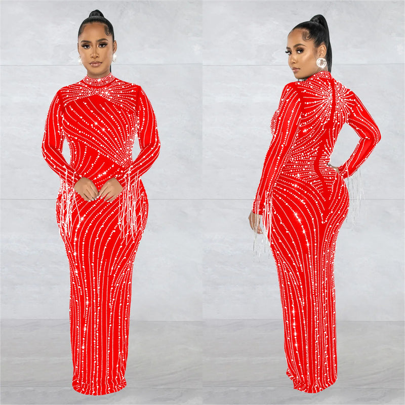 Sheer Rhinestone Evening Gown | MzStar Fashion | view 6