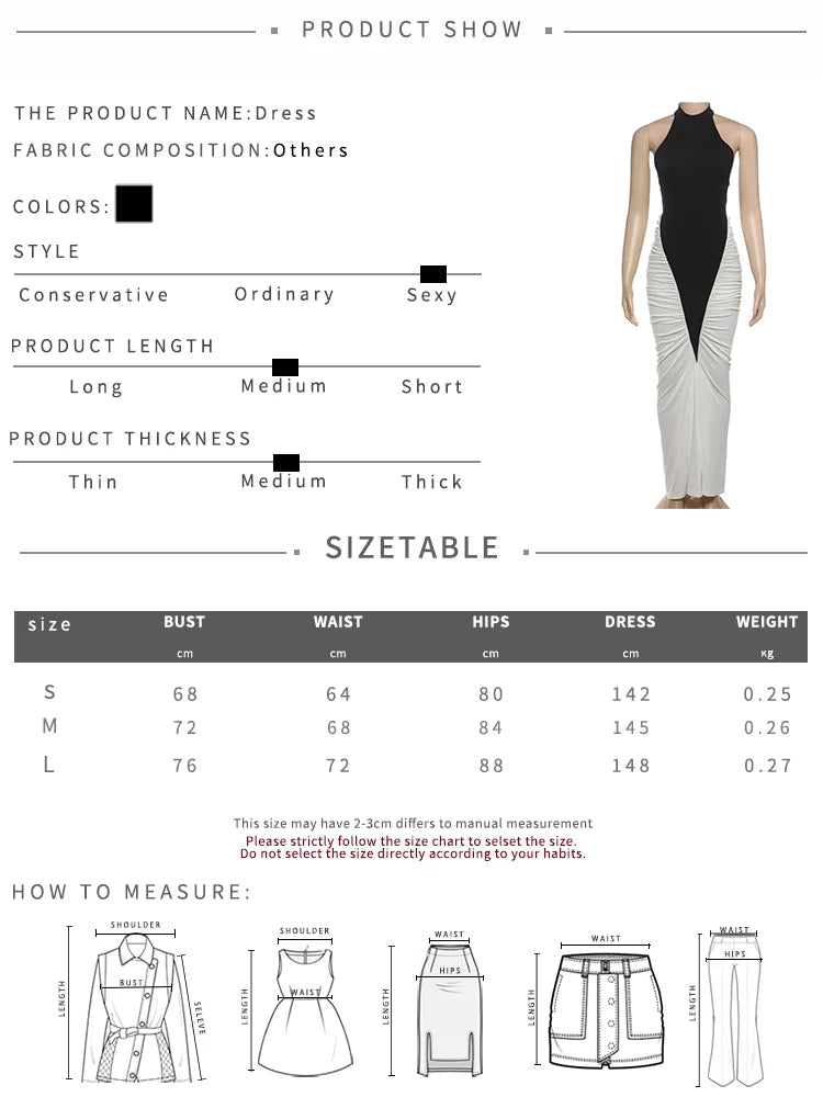Contrast Patchwork Halter Maxi Dress | MzStar Fashion | view 7