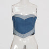 Strapless Vest & Patchwork Jeans Set | MzStar Fashion | view 4