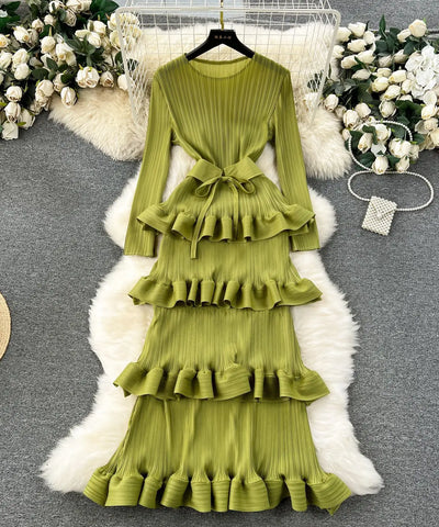 Tiered Ruffle Cake Midi Dress