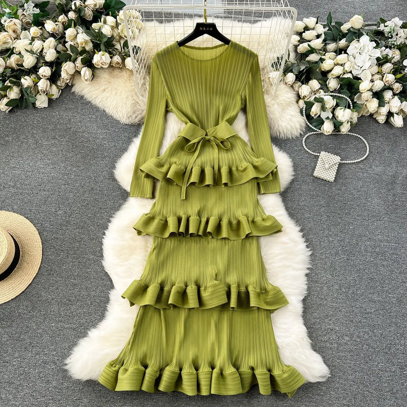 Tiered Ruffle Cake Midi Dress | MzStar Fashion | view 2