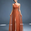 One-Shoulder Ruched Slit Gown | MzStar Fashion | view 7