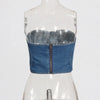 Strapless Vest & Patchwork Jeans Set | MzStar Fashion | view 5