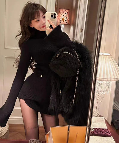 Flare Sleeve Sweater Mini Dress