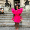 Hot Pink Ruffle Organza Mini Dress | MzStar Fashion | view 2