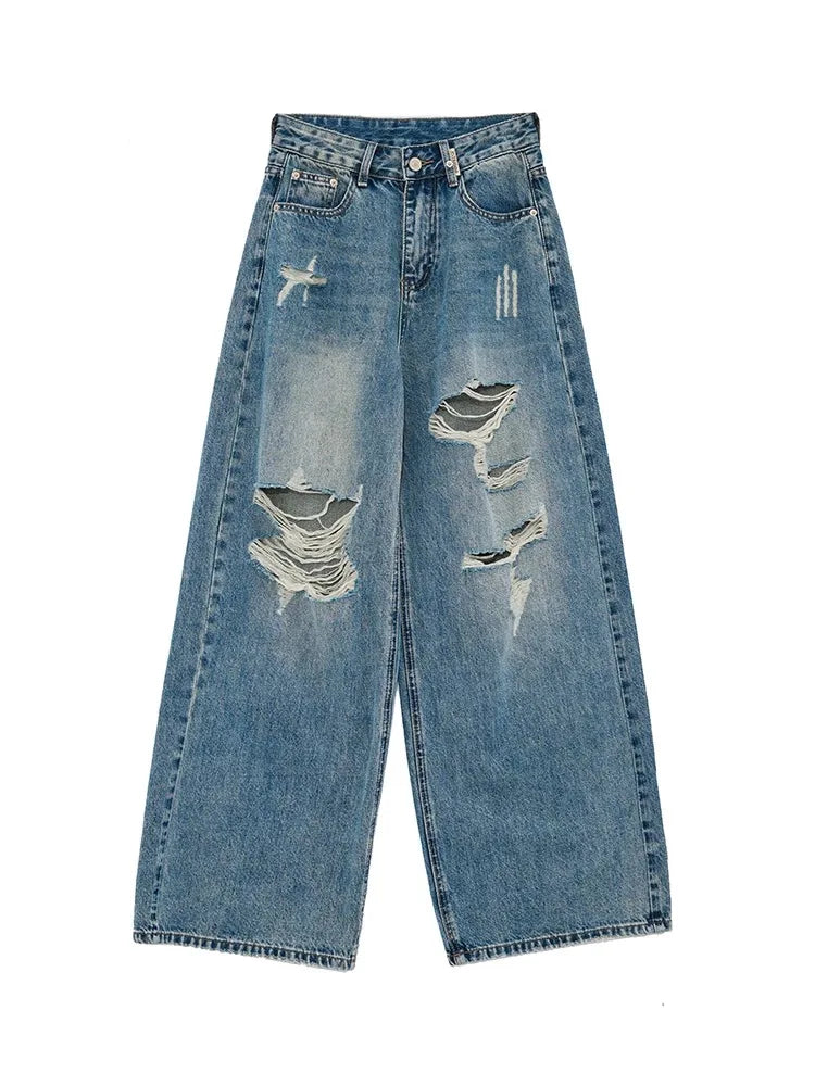 Classic Ripped Wide-Leg Jeans | MzStar Fashion | view 5