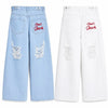 Letter Embroidered Baggy Jeans | MzStar Fashion | view 7