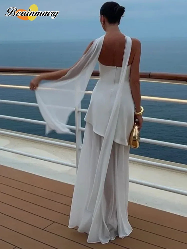 White Mesh Strapless Gown | MzStar Fashion | view 3