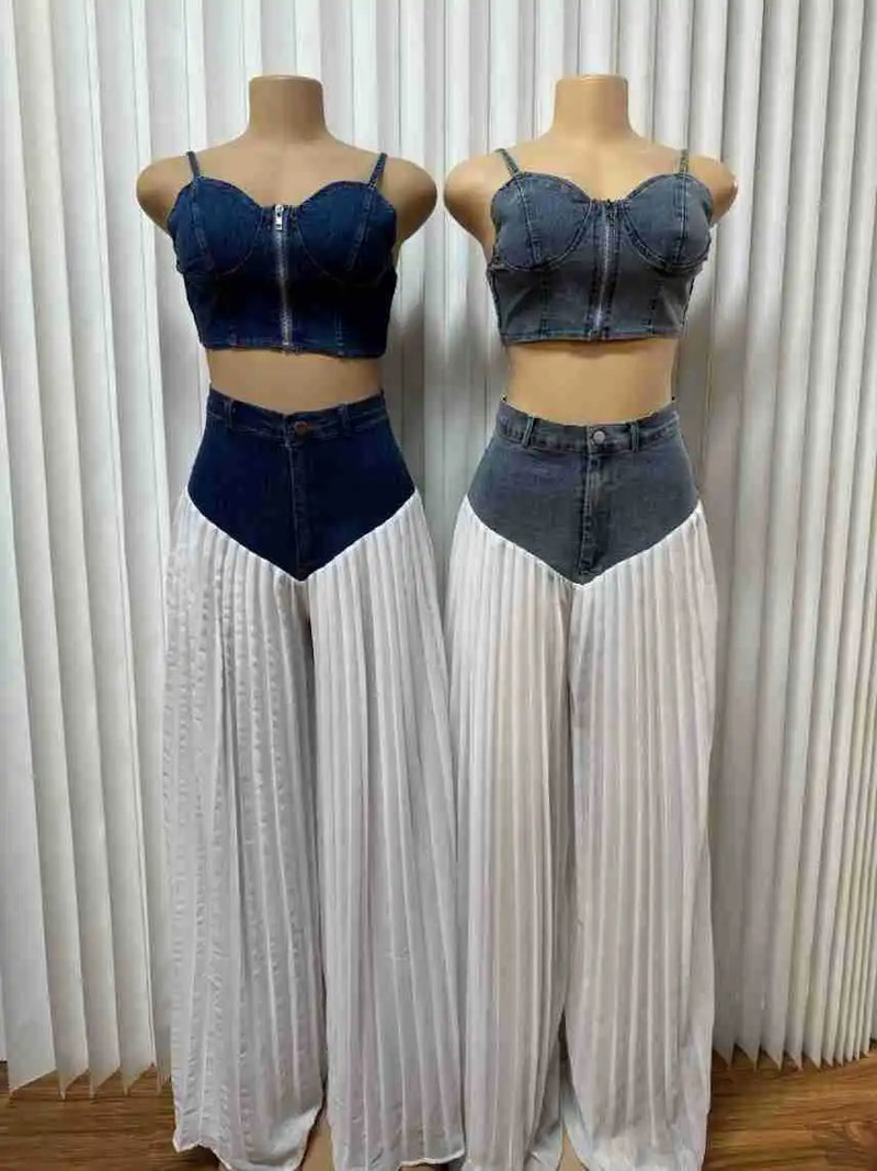 Strapless Top & Denim Pants Set | MzStar Fashion | view 4